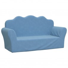 Divvietīgs bērnu dīvāns, zila, mīksts plīšs