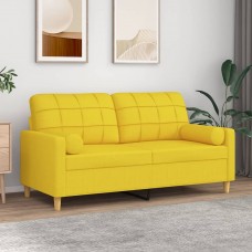 Divvietīgs dīvāns ar spilveniem, gaiši dzeltens, 140 cm, audums