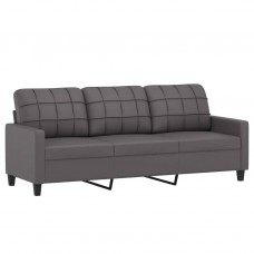 Trīsvietīgs dīvāns ar spilveniem, pelēks, 180 cm, mākslīgā āda