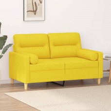 Divvietīgs dīvāns ar spilveniem, gaiši dzeltens, 120 cm, audums