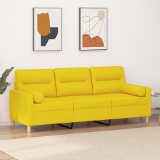 Trīsvietīgs dīvāns ar spilveniem, gaiši dzeltens, 180cm, audums