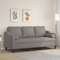 Trīsvietīgs dīvāns ar spilveniem, pelēkbrūns, 180 cm, audums