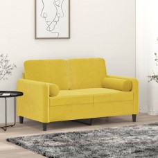 Divvietīgs dīvāns ar spilveniem, dzeltens, 120 cm, samts