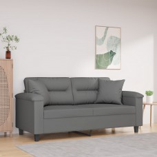 Divvietīgs dīvāns ar spilveniem, tumši pelēks, 140 cm, audums