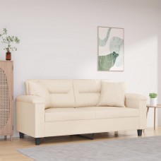 Divvietīgs dīvāns ar spilveniem, bēšs, 140 cm, audums