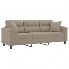 Trīsvietīgs dīvāns ar spilveniem, 180 cm, pelēkbrūns audums