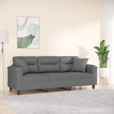 Trīsvietīgs dīvāns ar kājsoliņu, pelēks, 180 cm, audums