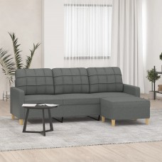 Trīsvietīgs dīvāns ar kājsoliņu, 180 cm, tumši pelēks audums