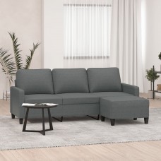 Trīsvietīgs dīvāns ar kājsoliņu, 180 cm, tumši pelēks audums