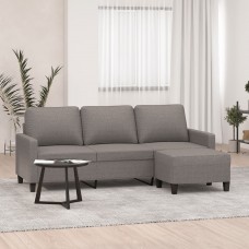 Trīsvietīgs dīvāns ar kājsoliņu, 180 cm, pelēkbrūns audums