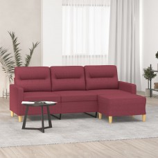 Trīsvietīgs dīvāns ar kājsoliņu, 180 cm, vīnsarkans audums