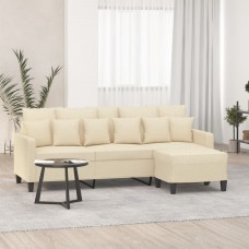 Trīsvietīgs dīvāns ar kājsoliņu, 180 cm, krēmkrāsas audums