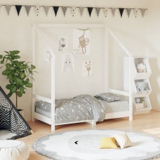 Bērnu gultas rāmis, priedes masīvkoks, 70x140 cm, balts