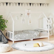 Bērnu gultas rāmis, balts, 90x200 cm, priedes masīvkoks