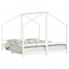 Bērnu gultas rāmis, balts, 2x(90x200) cm, priedes masīvkoks