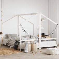 Bērnu gultas rāmis, balts, 2x(90x200) cm, priedes masīvkoks