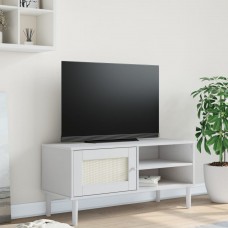 Tv skapītis senja, balts, 106x40x49 cm, priedes masīvkoks