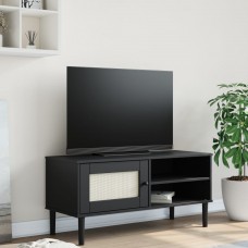 Tv skapītis senja, melns, 106x40x49 cm, priedes masīvkoks
