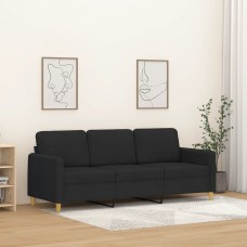 Trīsvietīgs dīvāns, melns audums, 180 cm