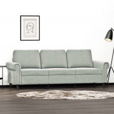 Trīsvietīgs dīvāns, gaiši pelēks, 180 cm, samts
