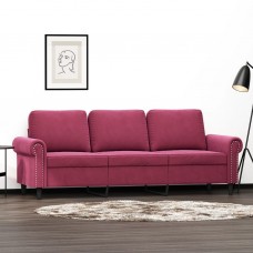 Trīsvietīgs dīvāns, vīnsarkans, 180 cm, samts