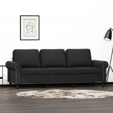 Trīsvietīgs dīvāns, melns, 180 cm, samts