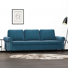 Trīsvietīgs dīvāns, zils, 180 cm, samts