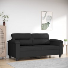 Divvietīgs dīvāns, 140 cm, melns mikrošķiedras audums