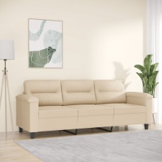 Trīsvietīgs dīvāns, krēmkrāsas mikrošķiedras audums, 180 cm