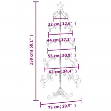 Dekoratīva ziemassvētku eglīte, metāls, melna, 150 cm