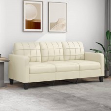 Trīsvietīgs dīvāns, krēmkrāsas, 180 cm, mākslīgā āda