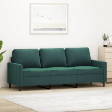 Trīsvietīgs dīvāns, tumši zaļš, 180 cm, samts