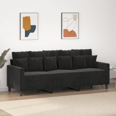 Trīsvietīgs dīvāns, melns, 180 cm, samts