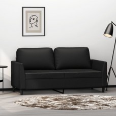 Divvietīgs dīvāns, melns, 140 cm, mākslīgā āda