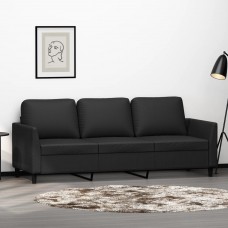 Trīsvietīgs dīvāns, melns, 180 cm, mākslīgā āda