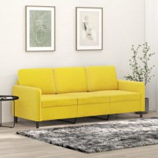 Trīsvietīgs dīvāns, dzeltens, 180 cm, samts