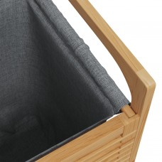 Veļas grozs ar pelēku maisu, 32x30x36,5 cm, bambuss