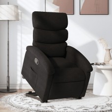 Atpūtas krēsls, paceļams, atgāžams, melns audums