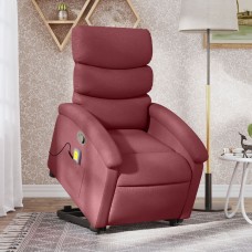 Masāžas krēsls, paceļams, atgāžams, vīnsarkans audums