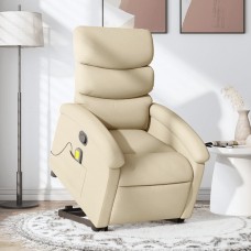 Masāžas krēsls, paceļams, atgāžams, krēmkrāsas audums