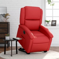 Atpūtas krēsls, paceļams, atgāžams, sarkana mākslīgā āda