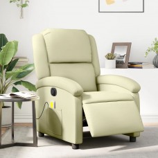 Elektrisks masāžas krēsls, atgāžams, krēmkrāsas dabīgā āda