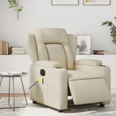 Elektrisks masāžas krēsls, atgāžams, krēmkrāsas mākslīgā āda