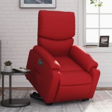Atpūtas krēsls, paceļams, atgāžams, sarkana mākslīgā āda