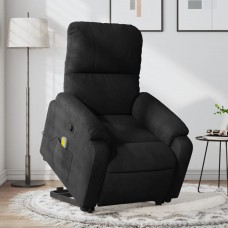 Masāžas krēsls, paceļams, atgāžams, melns mikrošķiedras audums