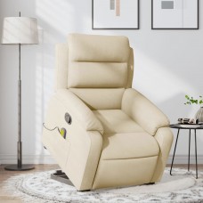 Masāžas krēsls, paceļams, atgāžams, krēmkrāsas audums
