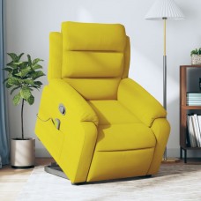 Masāžas krēsls, paceļams, atgāžams, dzeltens samts