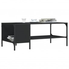 Kafijas galdiņš ar plauktu, melns, 100x51x40 cm