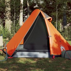 Kempinga telts 2 personām, pelēka, oranža, ūdensnecaurlaidīga