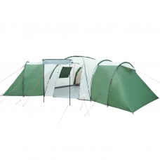 Kempinga telts 12 personām, zaļa, ūdensnecaurlaidīga